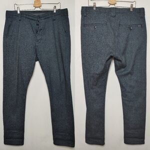 Denim Lab Loose Fit Chino Pants Indi Wool Speckled Textured‎ 36 Blue Black Wool